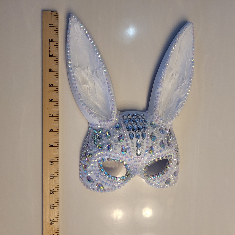 Bunny Bling Mask Dazzling Acrylic Pearls & Crystals - Picture 11 of 16